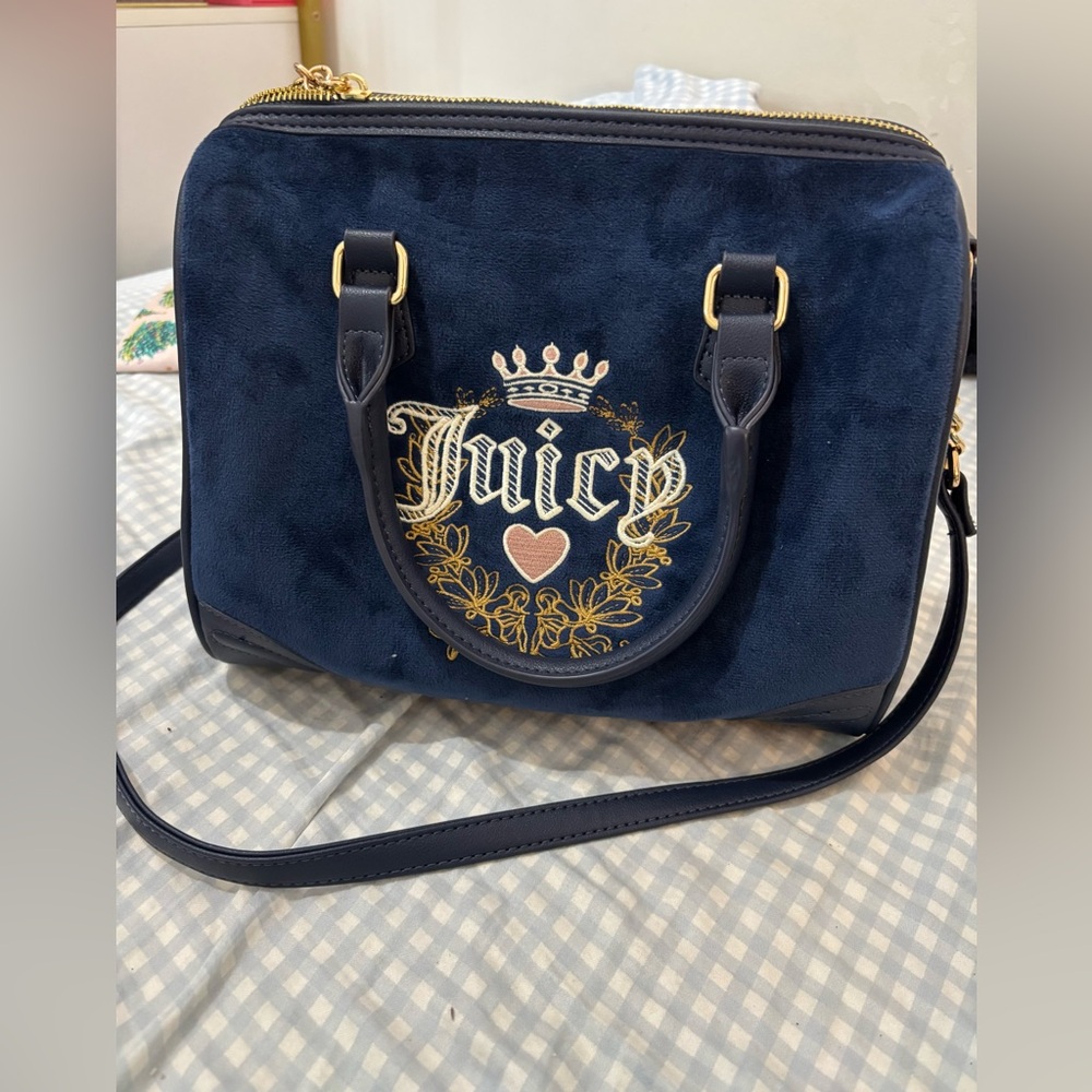 Juicy Couture Royal Blue heritage Satchel with Gold Accents - Picture 2 of 4